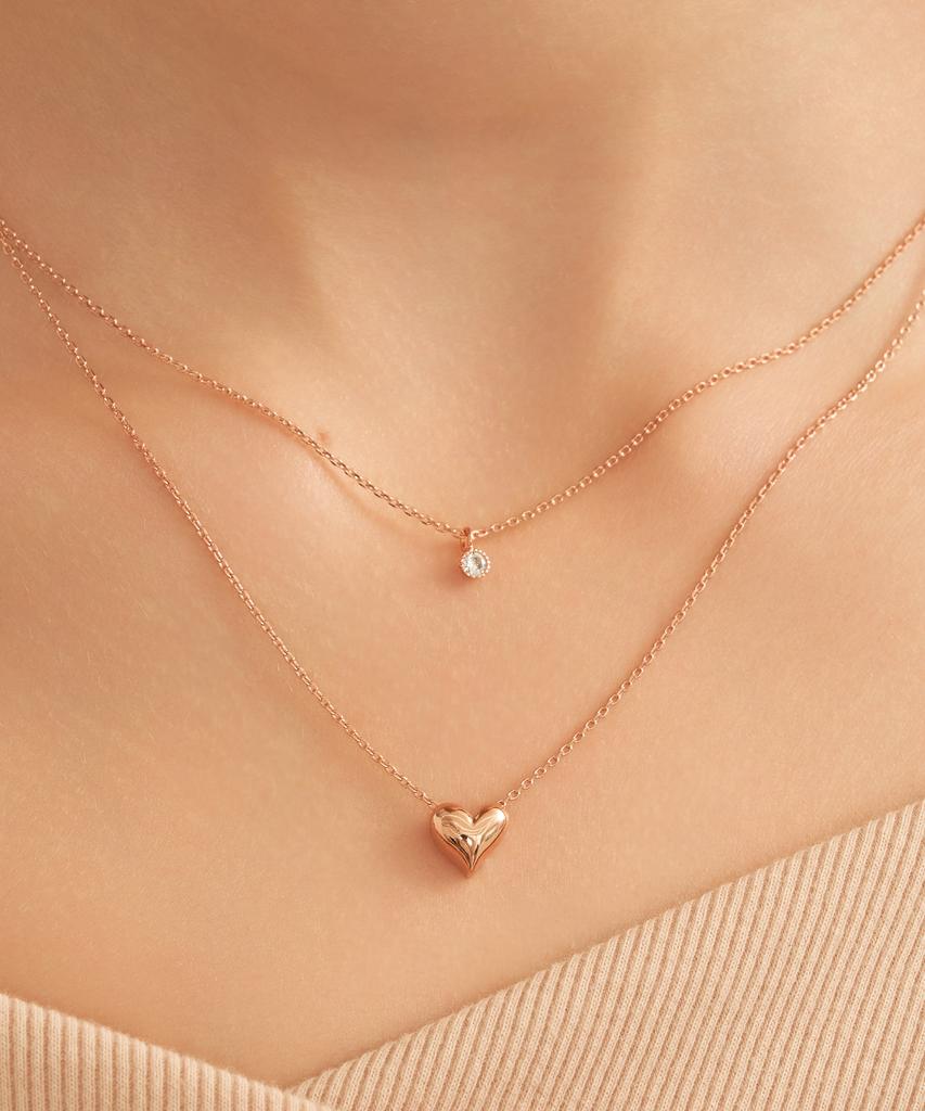 Ellejewelry Двухрядное Многослойное Ожерелье с Сердцем Elbrnn247 (Позолоченное 14K)