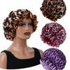 1PC Hair Bonnet Printed Leopard Double Layer Satin Splicing Hair Bonnet For Sleeping For Curly And Straight Hair