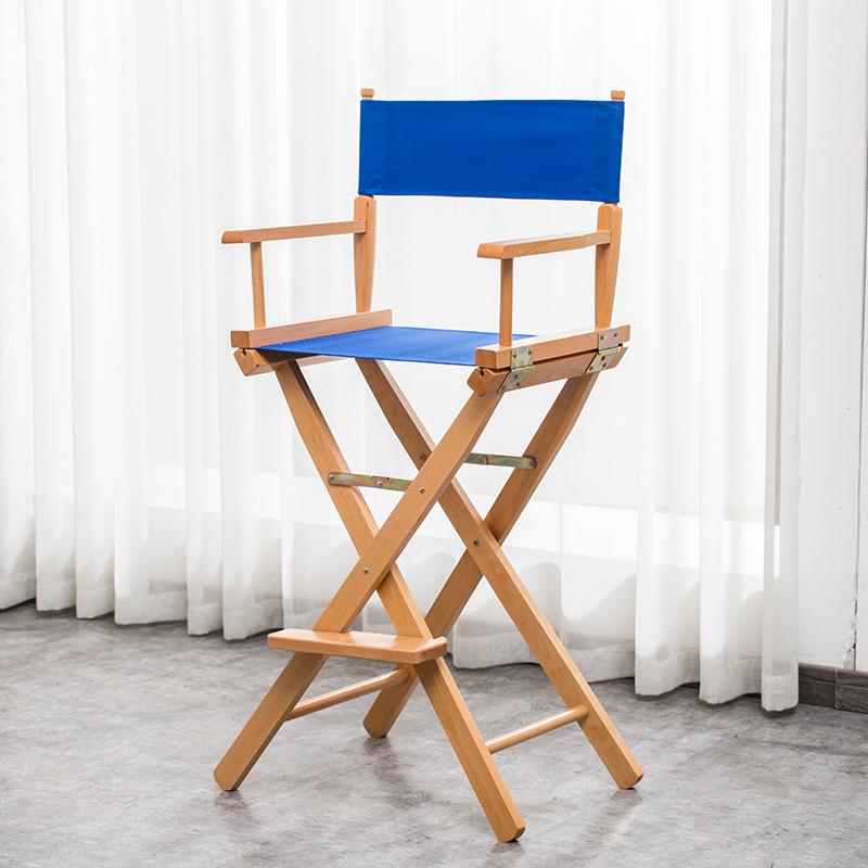 Складной стул режиссера из массива дерева с холщовой спинкой - Барный стул, для улицы, макияжа или рыбалки