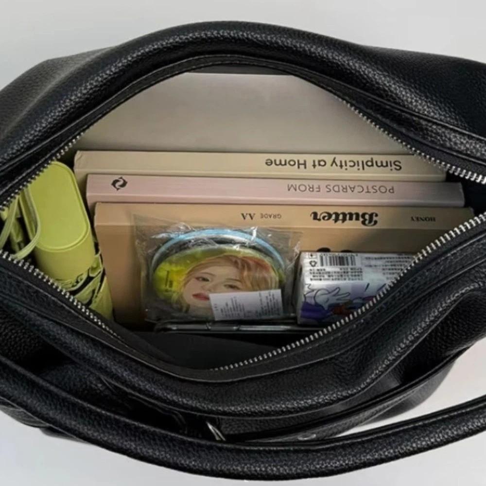 Large Capacity Motorcycle Shoulder Bag Soft Underarm Bag Leather Tote Bag Casual Commuting