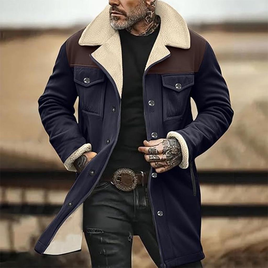 Мужская замшевая зимняя куртка в тон, многокарманное пальто на молнии