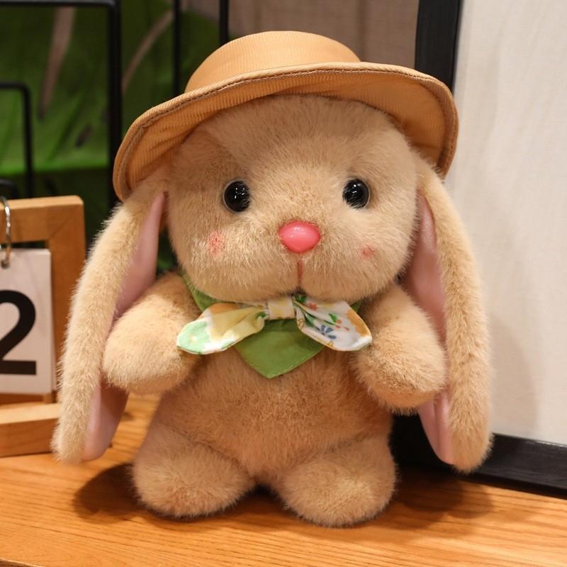 Adorable Plush Pudding Rabbit Toy With Hat Soft White Bunny Doll For Kids And Collectors