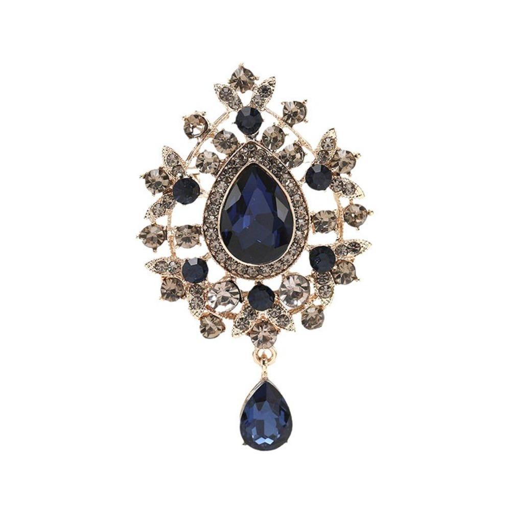 Zinc Alloy Zircon Crystal Brooch Retro Palace Style Pendant Brooch New Corsage Pins Wedding