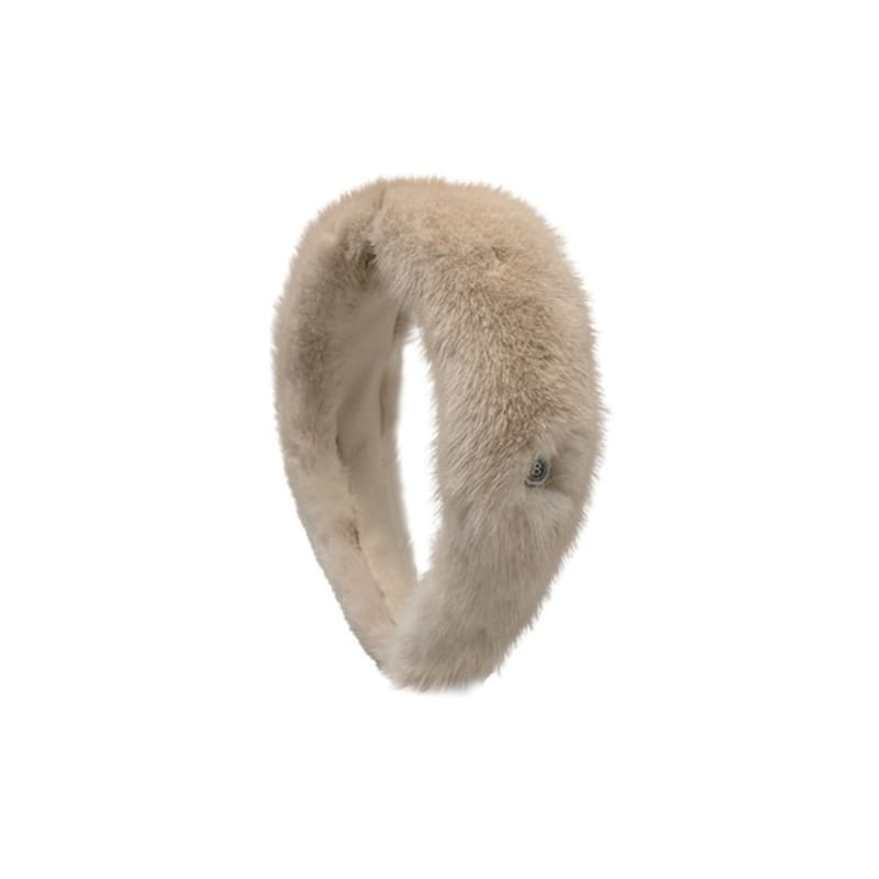 Коричневая шляпа [ободок] Полоска из норкового меха - Слоновая кость
