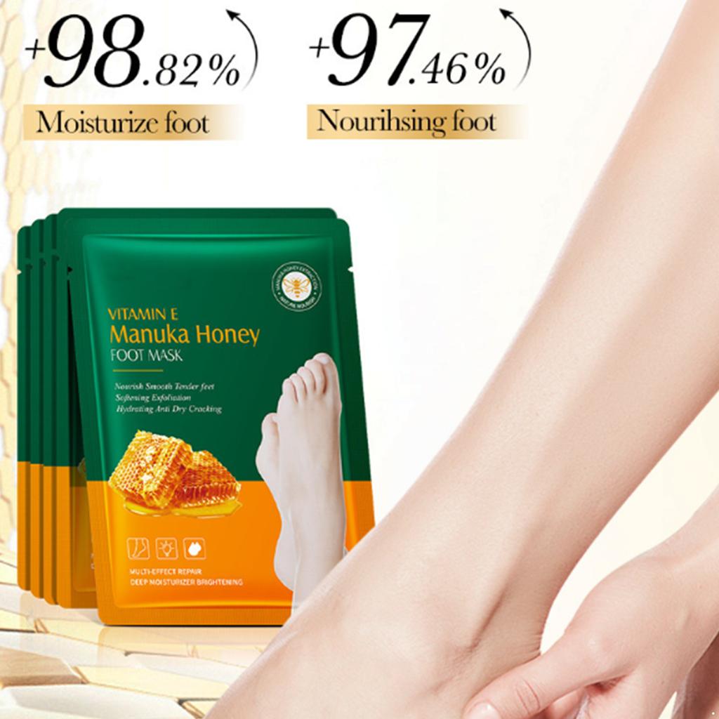 5Pcs Moisturizing Manuka Honey Mask for Feet and Hands – Deep Hydration for Dryness, Cracked Heels & Palms – Softening Treatment Set