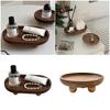 Elegant Wooden Oval Jewelry Dish Fragrances Perfume Bottle Stand Display Wood Pedestal Decorative Tabletop Organizers