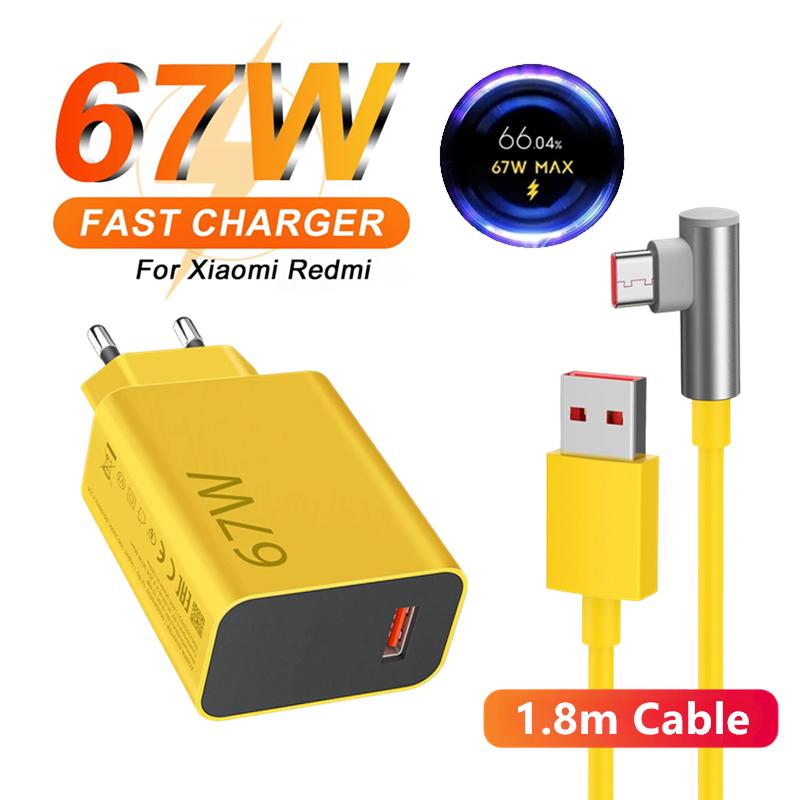 6A 67W Max Turbo EU Fast Charger for Xiaomi 11 12 13 14 Ultra Redmi Note 11T 12T 13 POCO X4 X5 X6 Pro Type C USB Charging Cable