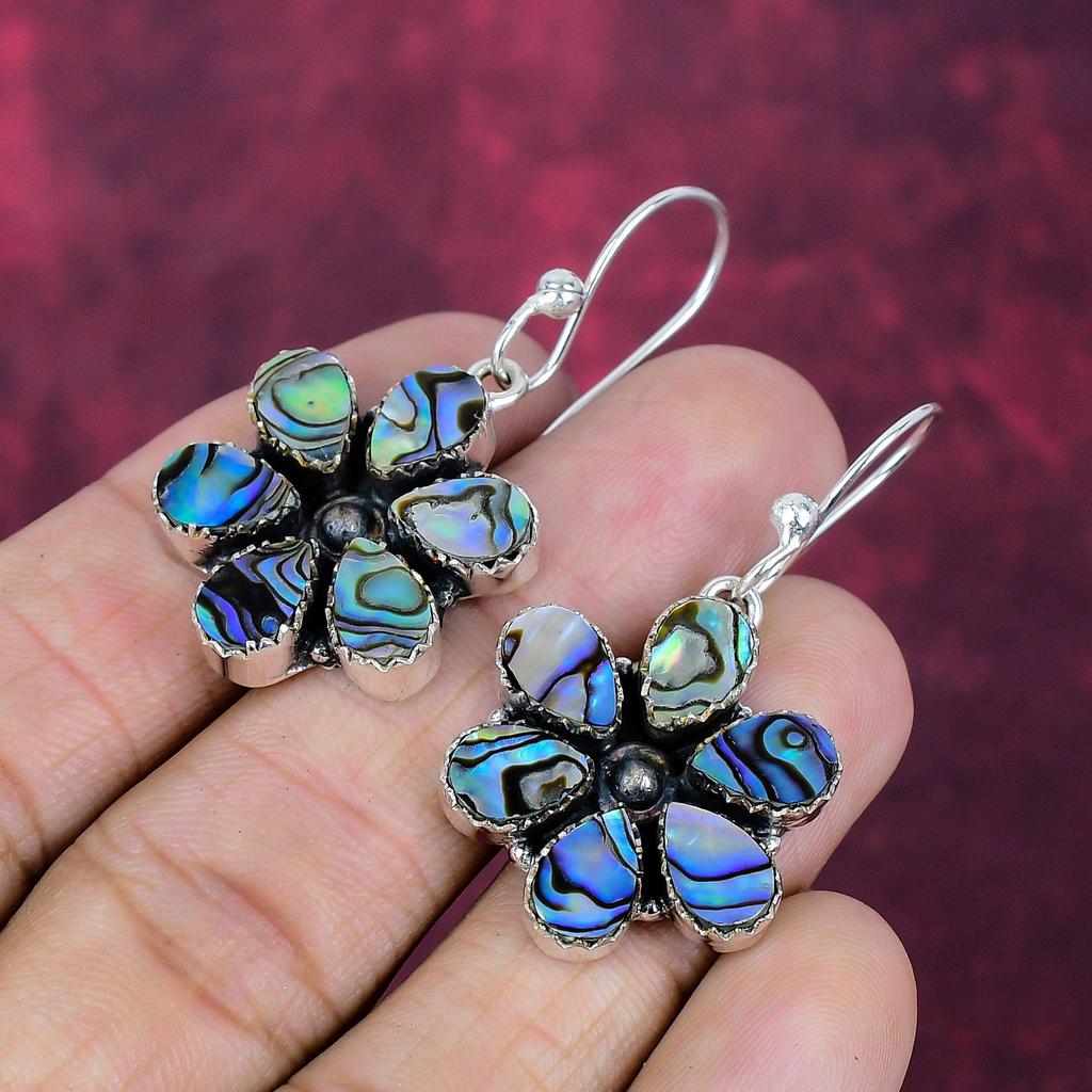 Украшения из абалона ручной работы с драгоценными камнями, серьги из стерлингового серебра 925 пробы, антикварные украшения