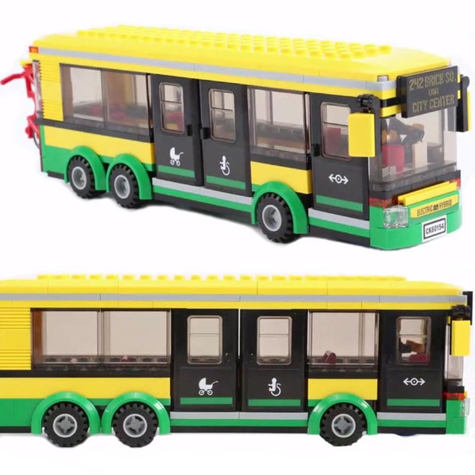 Городской автобусный вокзал, классические строительные блоки, 02078, совместимые с 60154, модель газетного киоска, кирпичи, игрушки, без коробки