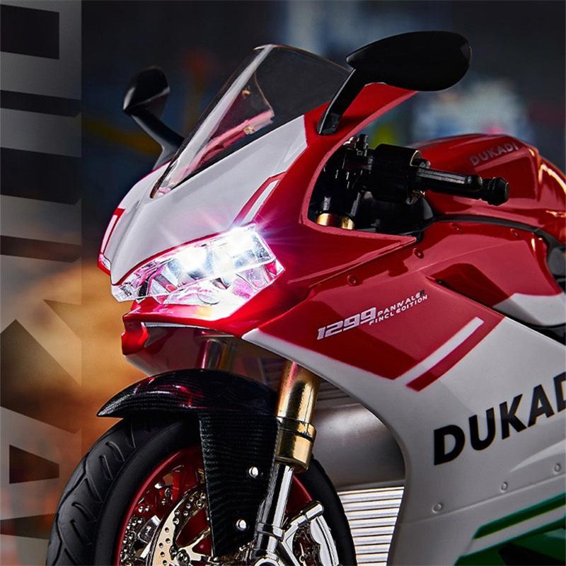 Ключевой старт 1:9 1199 Panigale Спортивная модель мотоцикла из сплава Литая модель мотоцикла для трековых гонок Со звуком, светом и распылением Детские игрушки