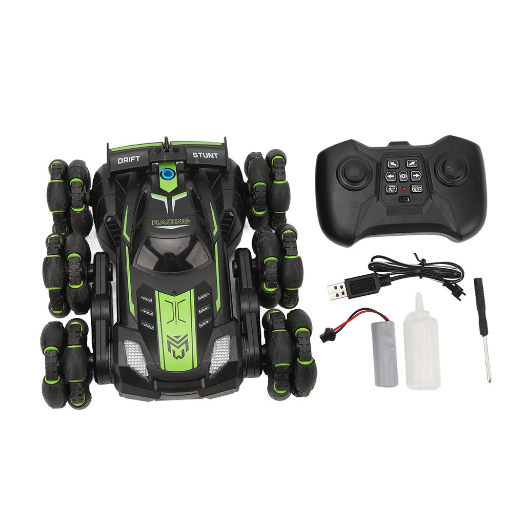 2.4Ghz пульт дистанционного управления трюковая машинка 6 колес свет звук вращающаяся на 360 градусов игрушка для детей зеленый