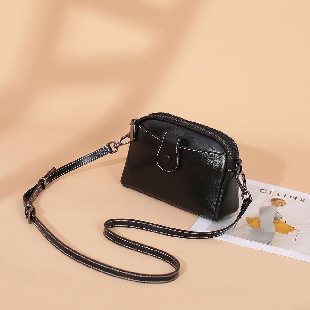 2025 Мини Женские Сумки Через Плечо Ретро Натуральная Кожаная Сумка-Меселердж Двухслойная Молния Женская Сумка Через Плечо Отличные Сумки Из Коровьей Кожи