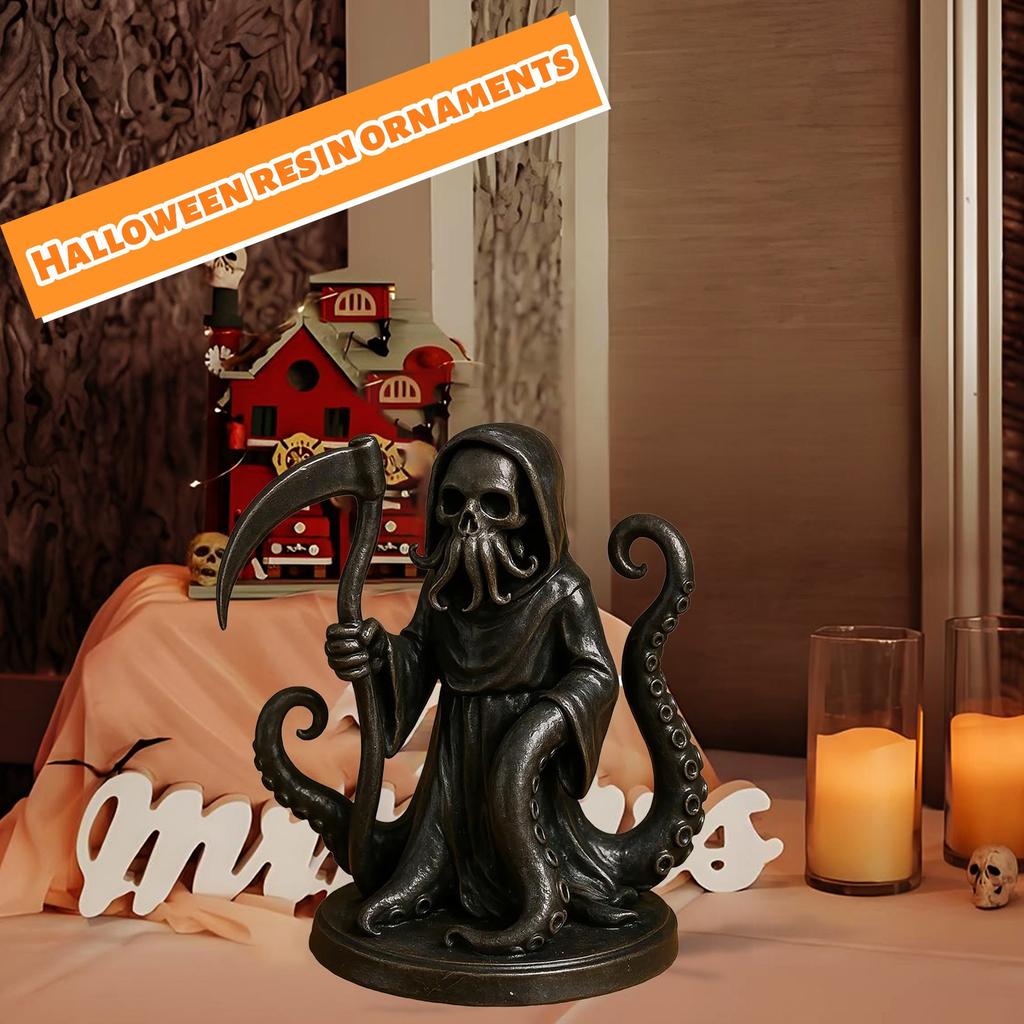 Halloween Grim Fun Home Decor Decoration,Interesting Black Robe Doll Holding A Sickle