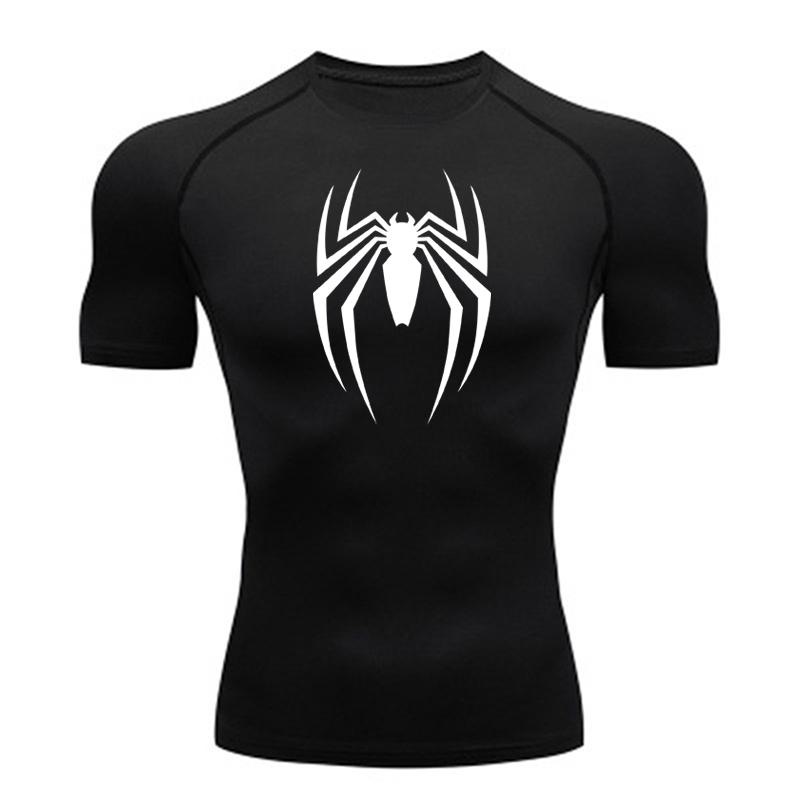 Мужская быстросохнущая компрессионная футболка с графикой паука для спортзала и спорта