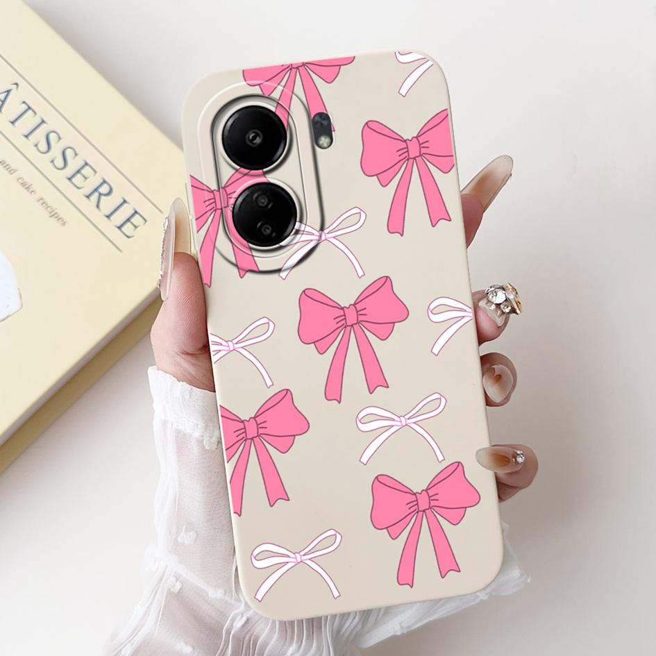 For Xiaomi Redmi 13C Case Cover Popular Flower Bowknot Soft TPU Silicone Shockproof Bumper For Xiaomi Poco C65 Redmi13C 4G Funda
