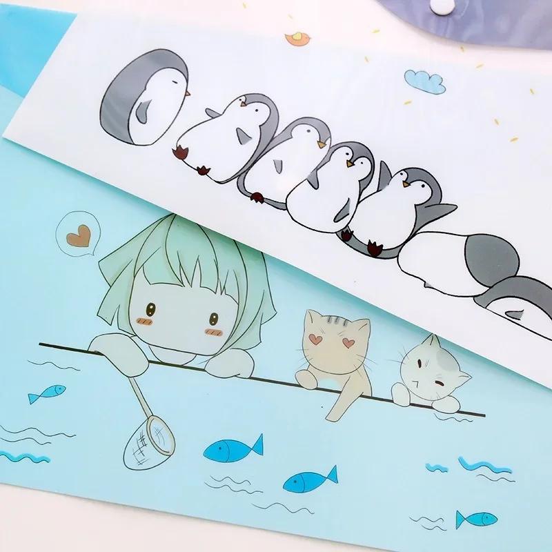 File Bag Cartoon Animal Cute Translucent PVC Folder Organizer Office School Supplies Student Stationery