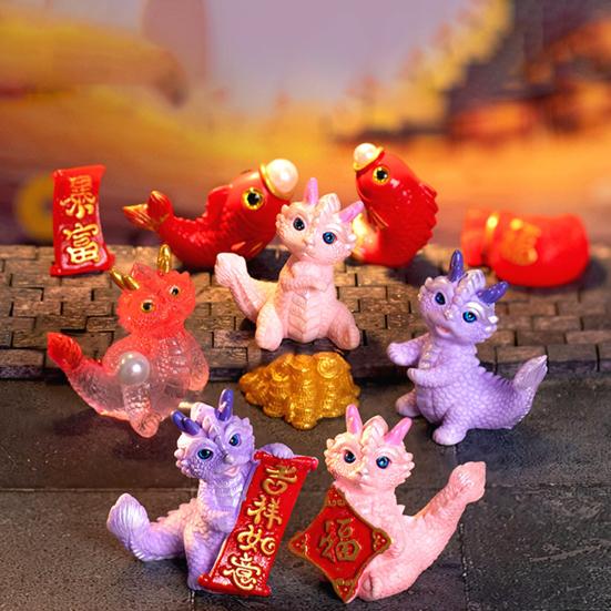 Мини-орнамент дракона, яркие цвета, милая фигурка дракона, украшение из смолы для дома, новогодние украшения