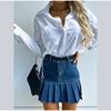 2025 Female High Waist Designer Pleated Denim Skirts Girls Elegant A Line Sexy Skirt Women Fashion Gothic Light Blue Dark Blue Black Skirts