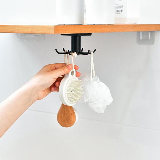 Storage Hook 360 Degree Rotatable with 6 Hooks Convenient Storage Solution for Utensils Tools Towels