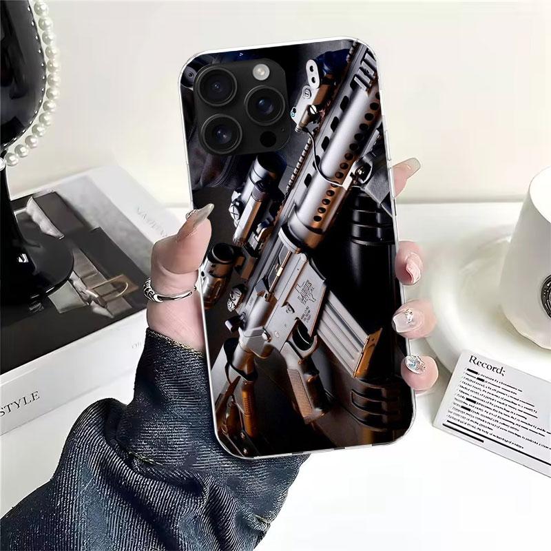 Пули для пистолета АК-47 Пистолет Мягкий чехол для телефона Для IPhone 11 17 Air 16E 16 Pro Max 15 + 14 Plus 13 Mini 12 Apple 7 SE 8 Fundas Coque 1