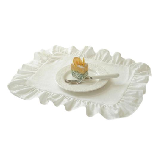 1/2 шт. Кухонная салфетка под тарелку Квадратная Круглая Стиранный Хлопок Настольные салфетки со складчатыми краями Термостойкие для Столовой Дома Кухни Вечеринки Салфетки под тарелку