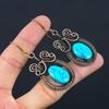 Tibetan Turquoise Gemstone Pure Copper Wire Wrapped Handmade Dainty Earrings Gift For Woman