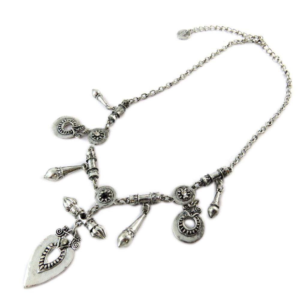 Les Trésors De Lily [E2080] - Designer Necklace 'Memories of the Past' Silver