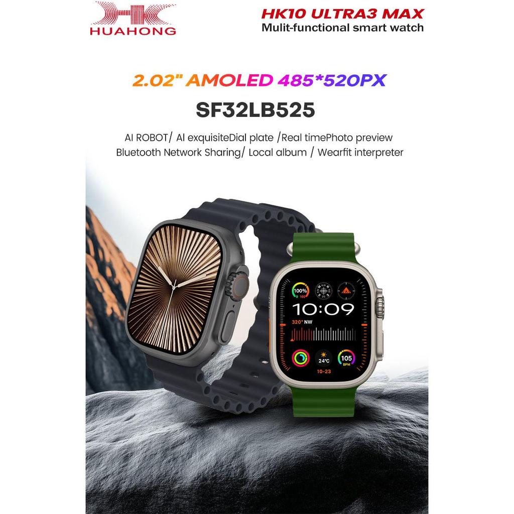 2025 HK10 ULTRA 3 MAX Smartwatch HD AMOLED Bluetooth Call Network Chat Robot Clock NFC Compass Smart Watch Men Women