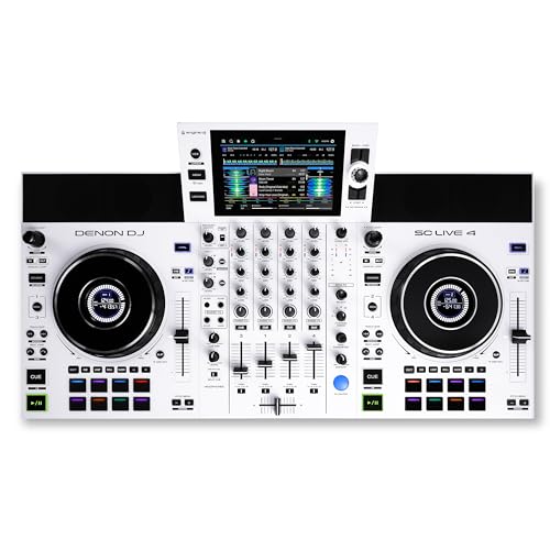 Denon DJ SC LIVE 4 Standalone DJ Controller with Stem Separation, 4-Deck DJ Equipment, Wi-Fi Streaming, Built-in Speakers, Serato DJ Pro Virtual DJ Co
