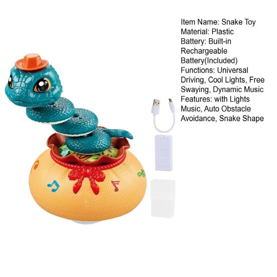 Electric Twisting Snake Toy with Lights Music Auto Obstacle Avoidance USB Rechargeable Toddlers Boys Girls Educational Cloth Bag Snake Car Toy