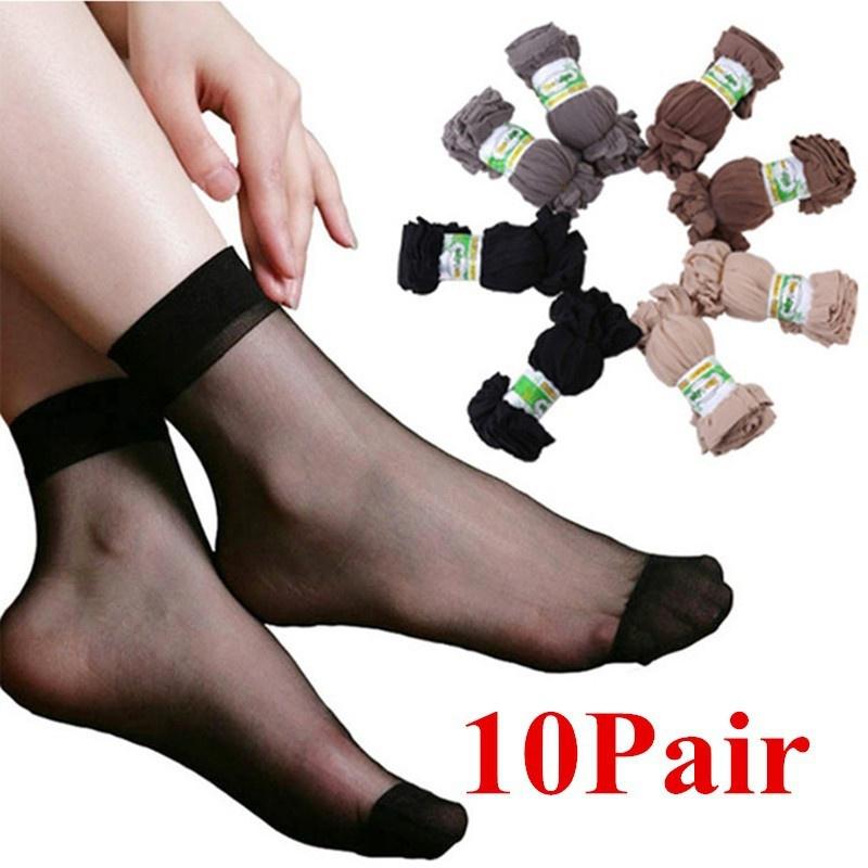 10 пар/лот летние сексуальные ультратонкие прозрачные шелковые носки с кристаллами для женщин