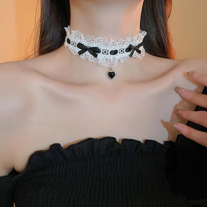Короткий кружевной чокер Nekclace для женщин и девушек, мода Лолиты, готический воротник, ожерелье, подарок для вечеринки, косплей, ювелирные изделия