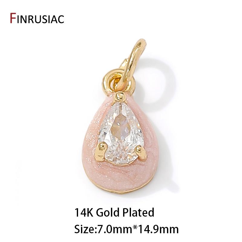 Позолоченная латунь 14K, разноцветная эмаль, цирконы, подвески-капли, подвески для украшений, аксессуары для изготовления ожерелий и браслетов своими руками