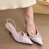 Fashion New Sexy Butterfly-knot Women Pumps Fashion Pointed Toe Thin High Heels Sandals Slingback Party Dress Mules Shoes