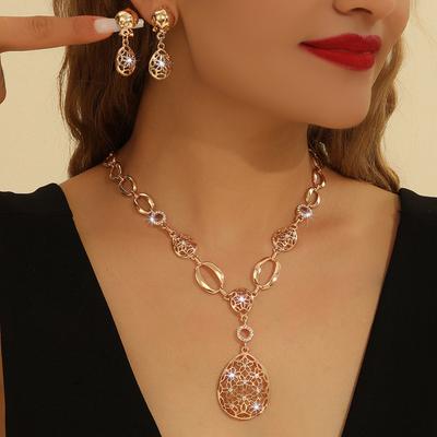 Модный комплект ювелирных изделий ожерелье серьги для женщин дамы