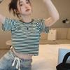 Women's Trendy Slim Striped Short-Sleeve T-Shirt - Korean Summer 2024 Design