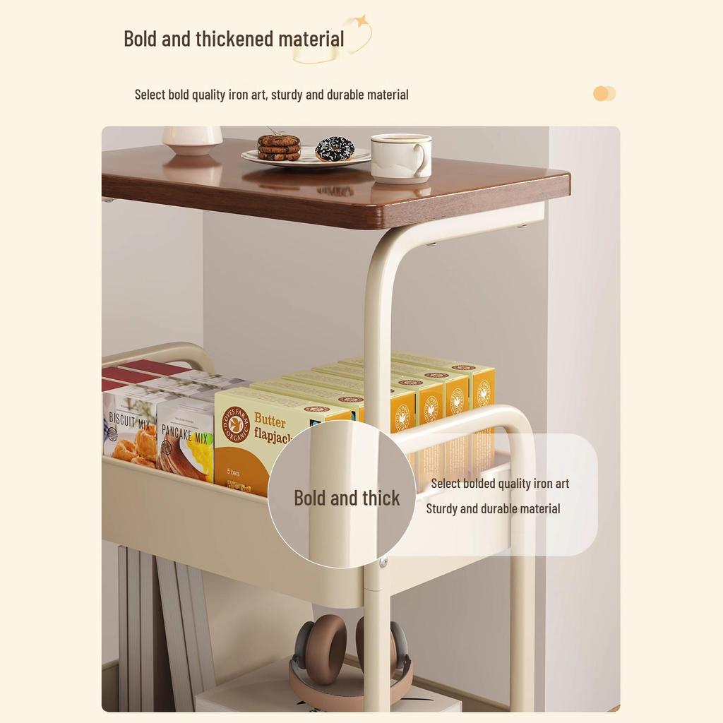 Компактный передвижной кофейный столик и стеллаж для хранения на колесиках - Идеально подходит в качестве приставного столика к дивану, прикроватной тумбочки или подставки для закусок в гостиной.