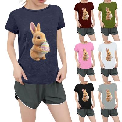 Женская повседневная футболка с круглым вырезом и короткими рукавами с принтом