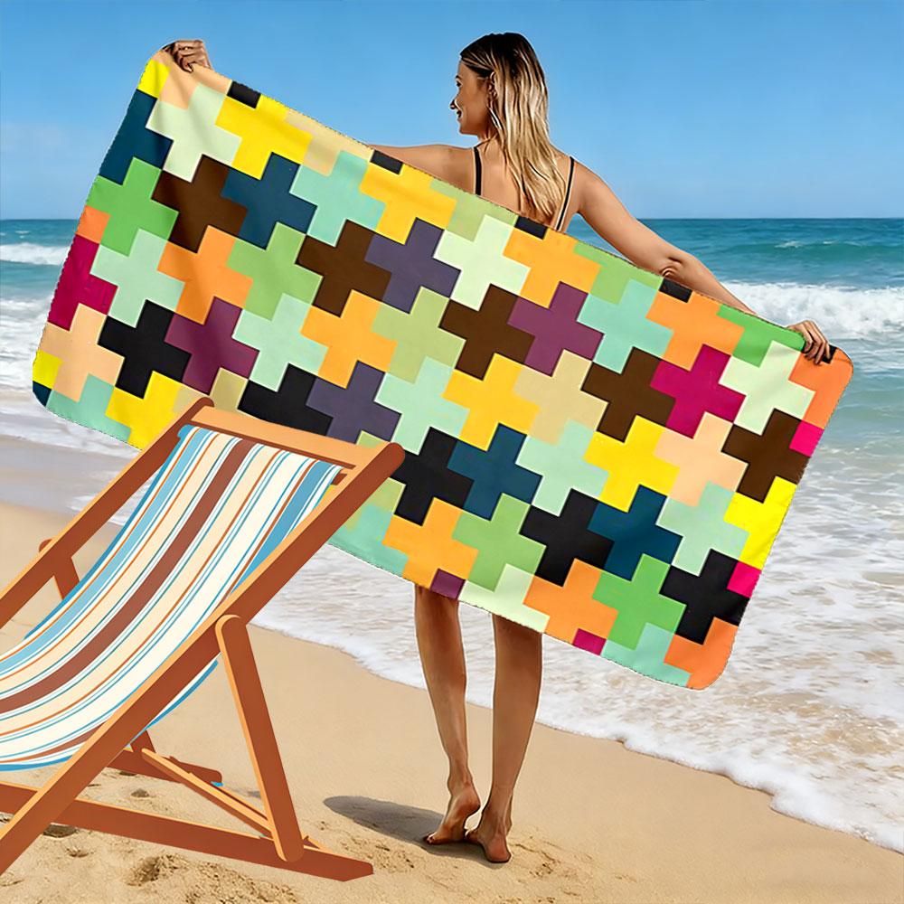Colorful Geometric Plus Pattern A must-have beach towel for beach travel