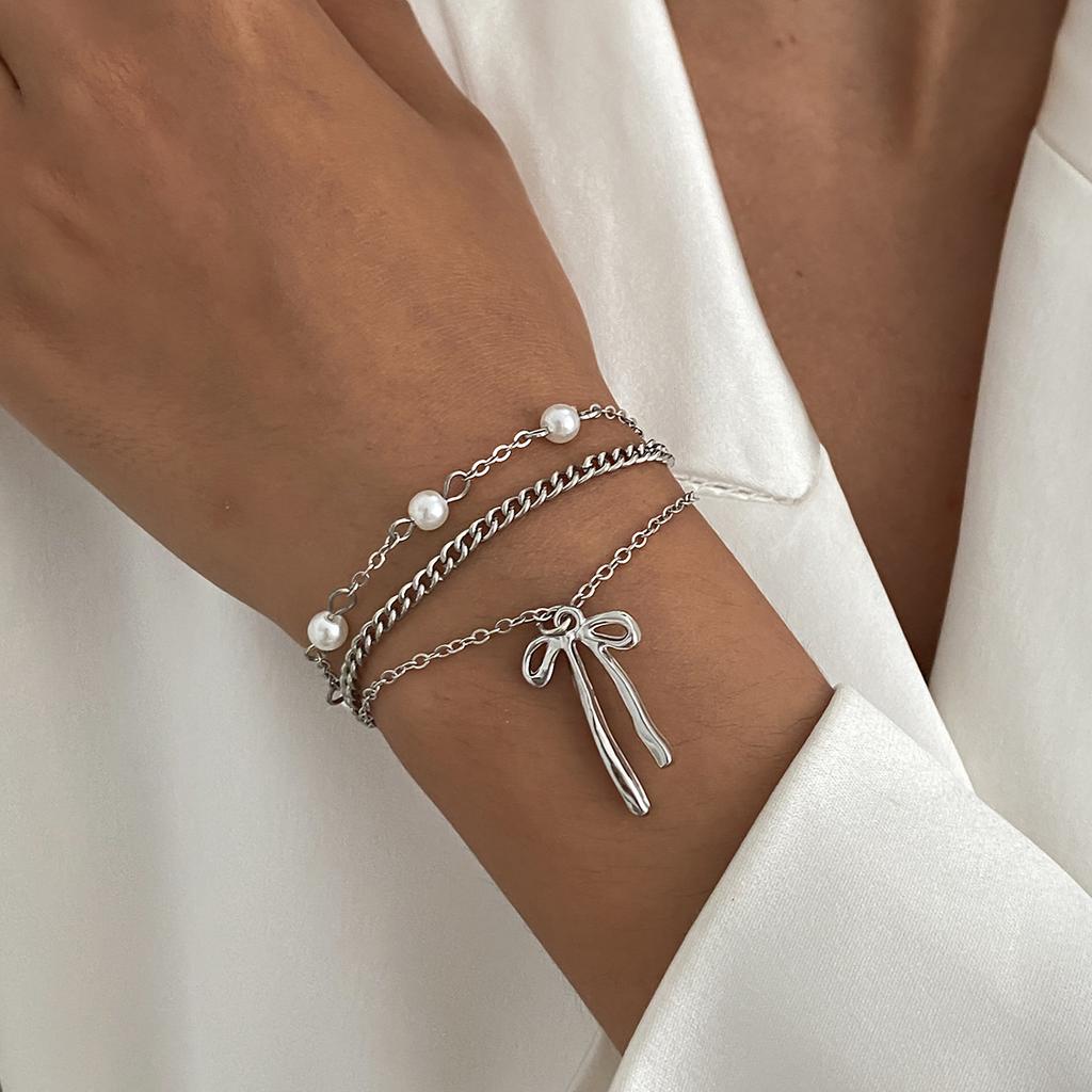 PuRui Fashion 4 Стиля Медный Цвет Двухслойный Регулируемый Браслет для Женщин Ажурный Бант Сердце Звезда Подвеска Циркон