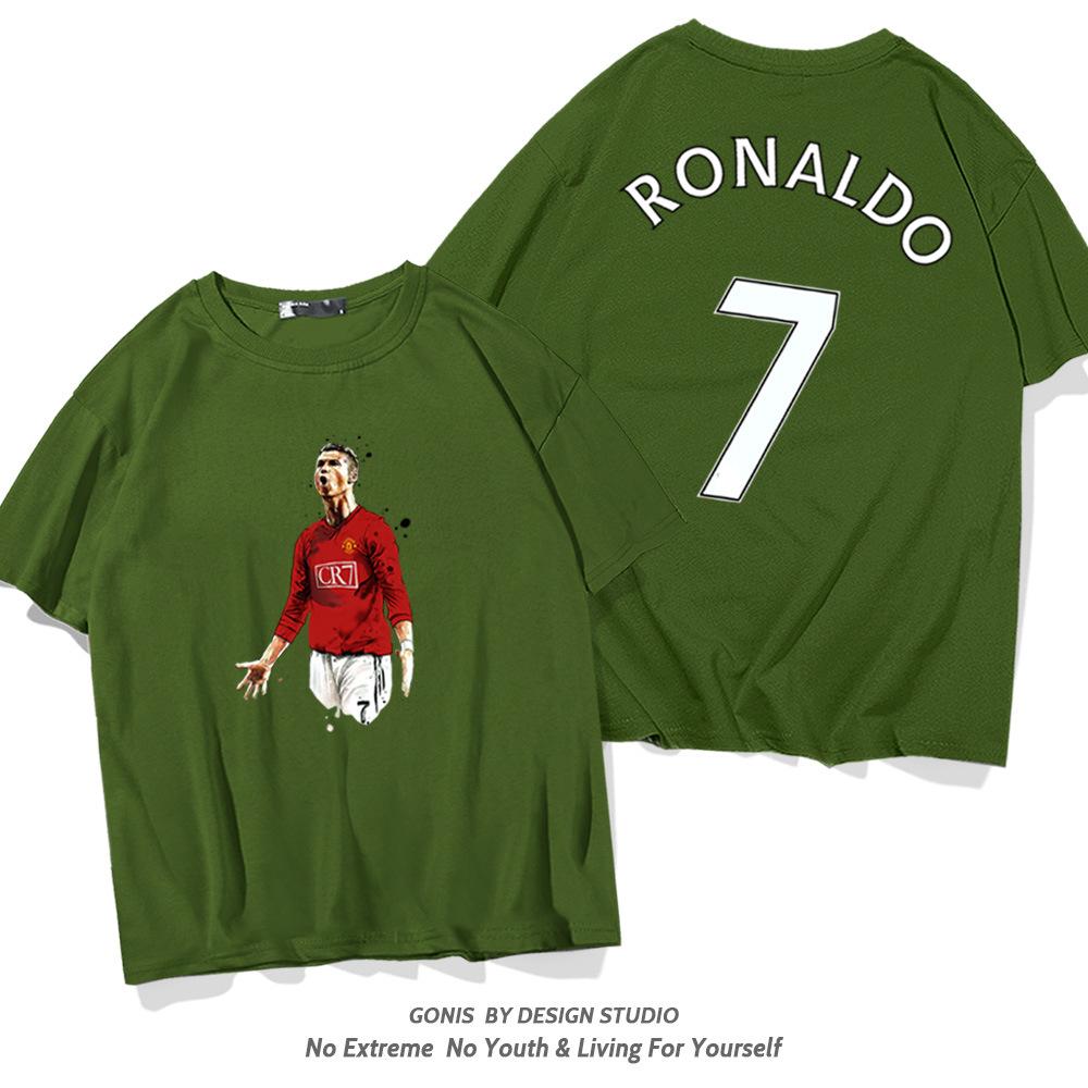 C Ronaldo summer short-sleeved men's and women's jerseys short-sleeved T-shirts pure cotton round neck basketball sports casual clothes