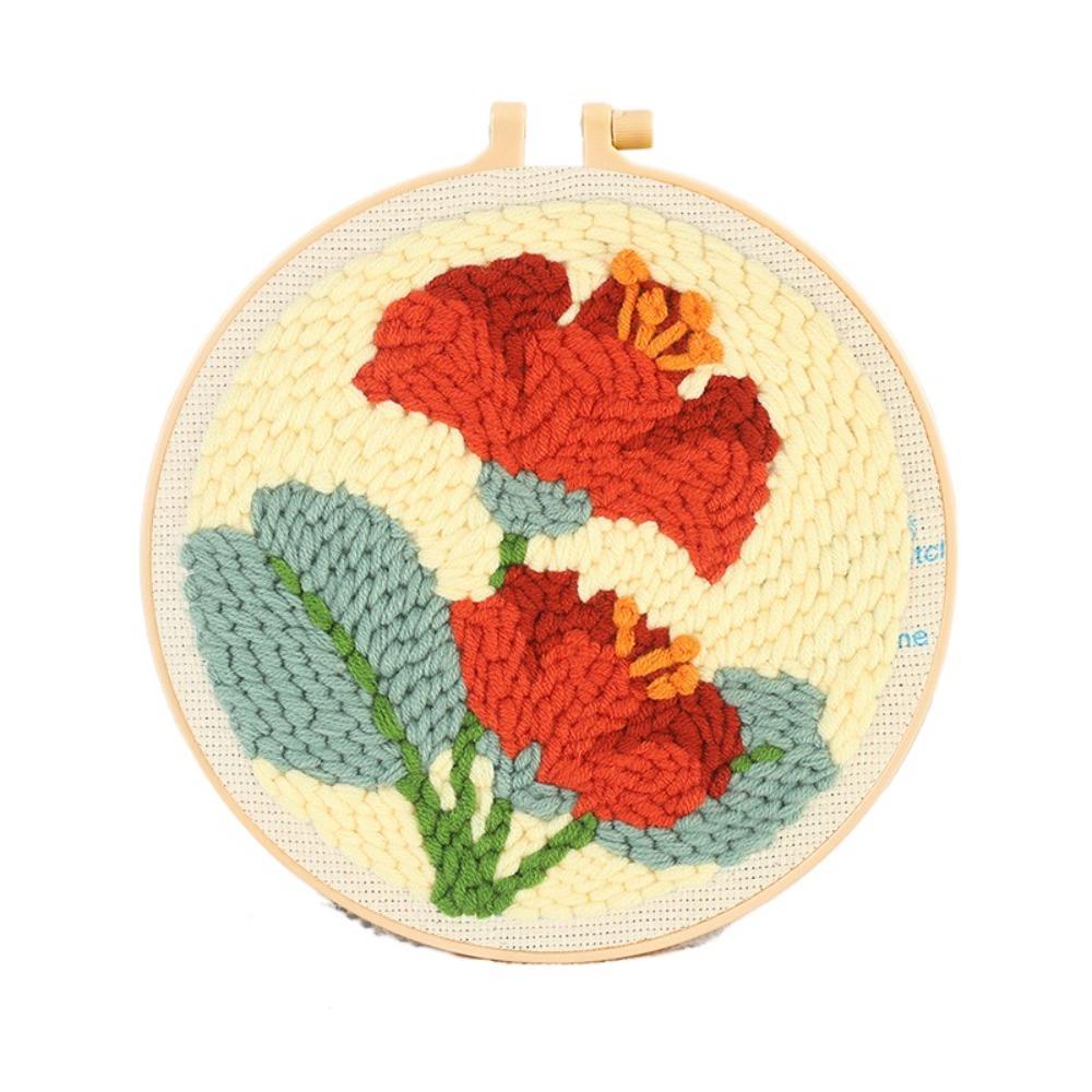 Handmade Punch Needle Set Flower Pattern Rug Punch Embroidery Starter Kit  Educational Toys