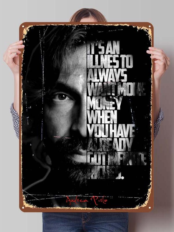Андреа Пирло Футболист Металлические Постеры Настенное Искусство Фресок Металлическая Жестяная Табличка на Заказ для Украшения Стены Ретро Декор