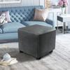 Velvet Elastic Square Ottoman Cover 360 Degree Full Wrap Footstool Slipcover Protector For Living Room Home Decor