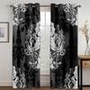 High-quality Luxury Brand Black Pattern 3D Printed Thick Shading Curtain Bedroom Living Room Hotel Window 2 Pieces Free Hooks