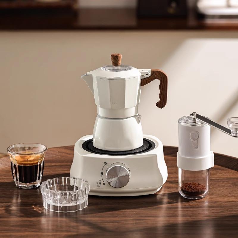 Двухклапанная мока-кофеварка Бытовая маленькая с ручным приводом Итальянская кофемашина Уличный набор кофейника для электрической плиты