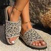 Fashion Fashion Plus Size 35 43 Color Block Round Head Thick Bottom Beach Slippers For Women New Summer 2025 Casual Footwear Leopard