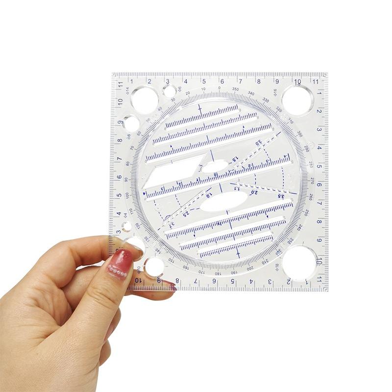 Multifunction Rotatable Drawing Template Art Design Construction Architect Stereo Geometry Circle Drafting Measuring Scale Ruler
