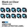 10PCS LetraTag LT 12267 Labelling Tape 12mm LT12267 Black On Clear for Dymo Letra Tag Machine LT-100H, LT-110T, QX 50 Printer