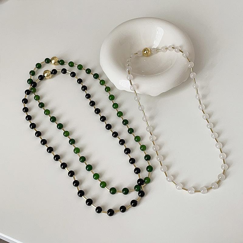 Ретро Новое китайское ожерелье из натурального камня с бусинами Женское свежее индивидуальное модное направление Универсальная цепочка на шею Цепочка на ключицу